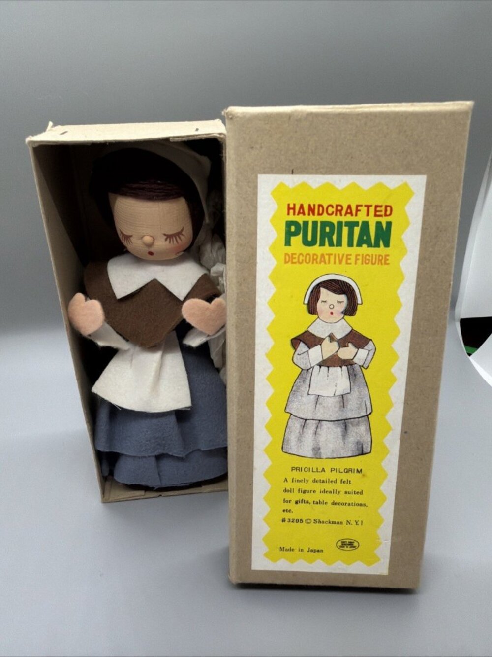 VTG SHACKMAN DOLL 6.5” PRICILLA PILGRIM Z15f